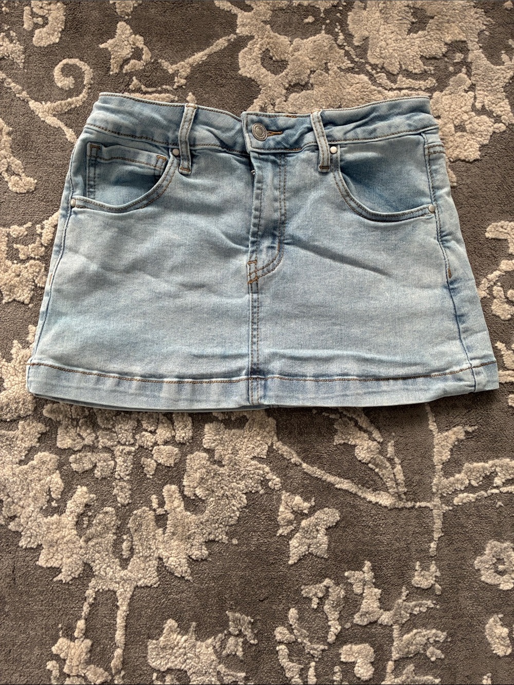 STATE Light Wash Denim Mini Skirt